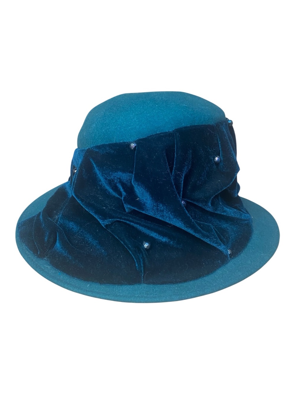 BETMAR Vintage Women Kentuck Derby Hat Blue Wool Felt